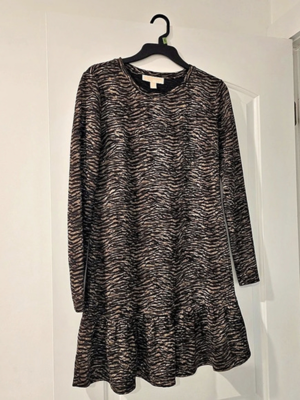 Michael Kors Animal Print Mini Dress in Black & Brown Size Medium Like N